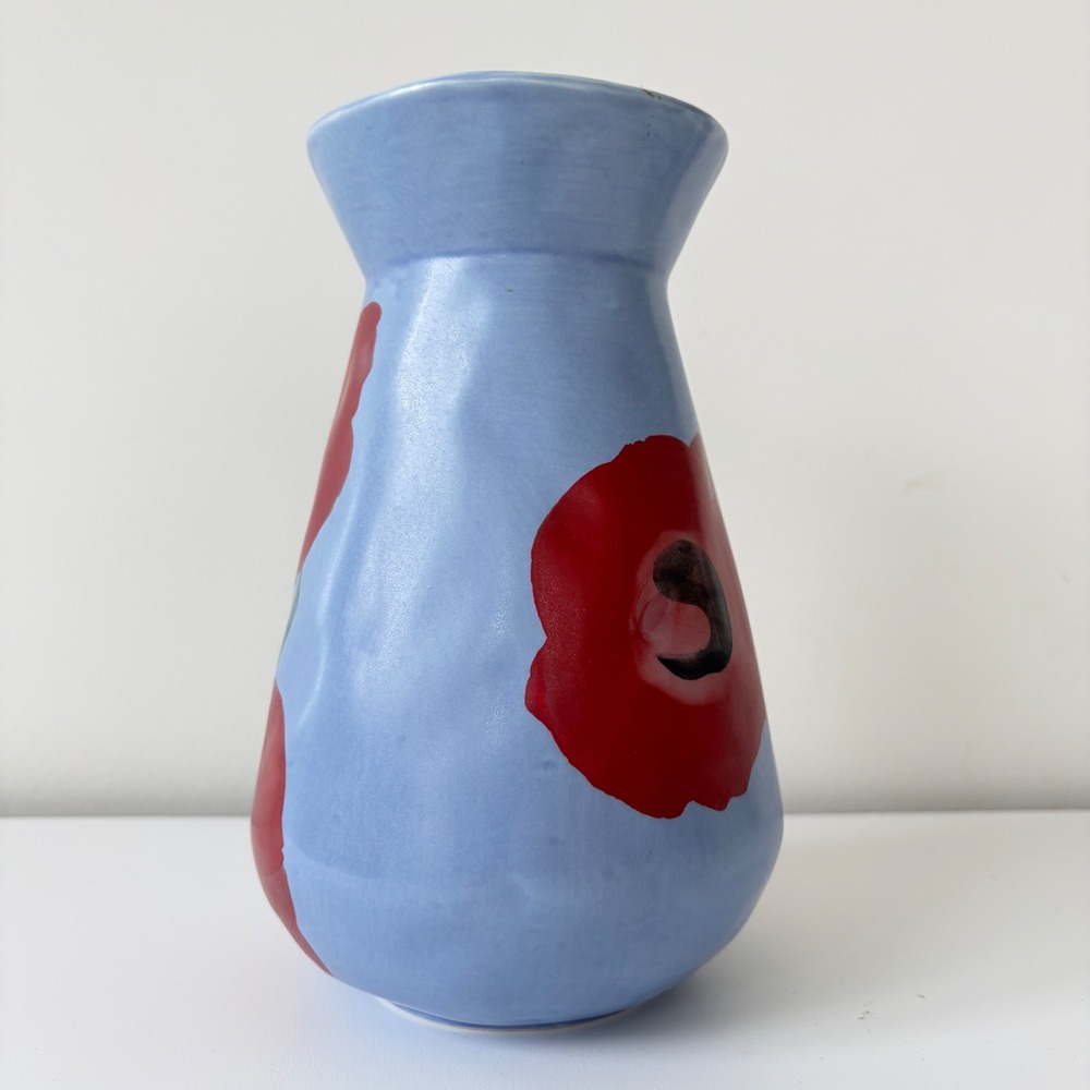Anthropologie Benni Kury A Sunday Painter Ceramic Vase Poppy Floral 8.5in - Picture 5 of 9